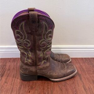 Ariat Women's Brown Boots with Purple Accents